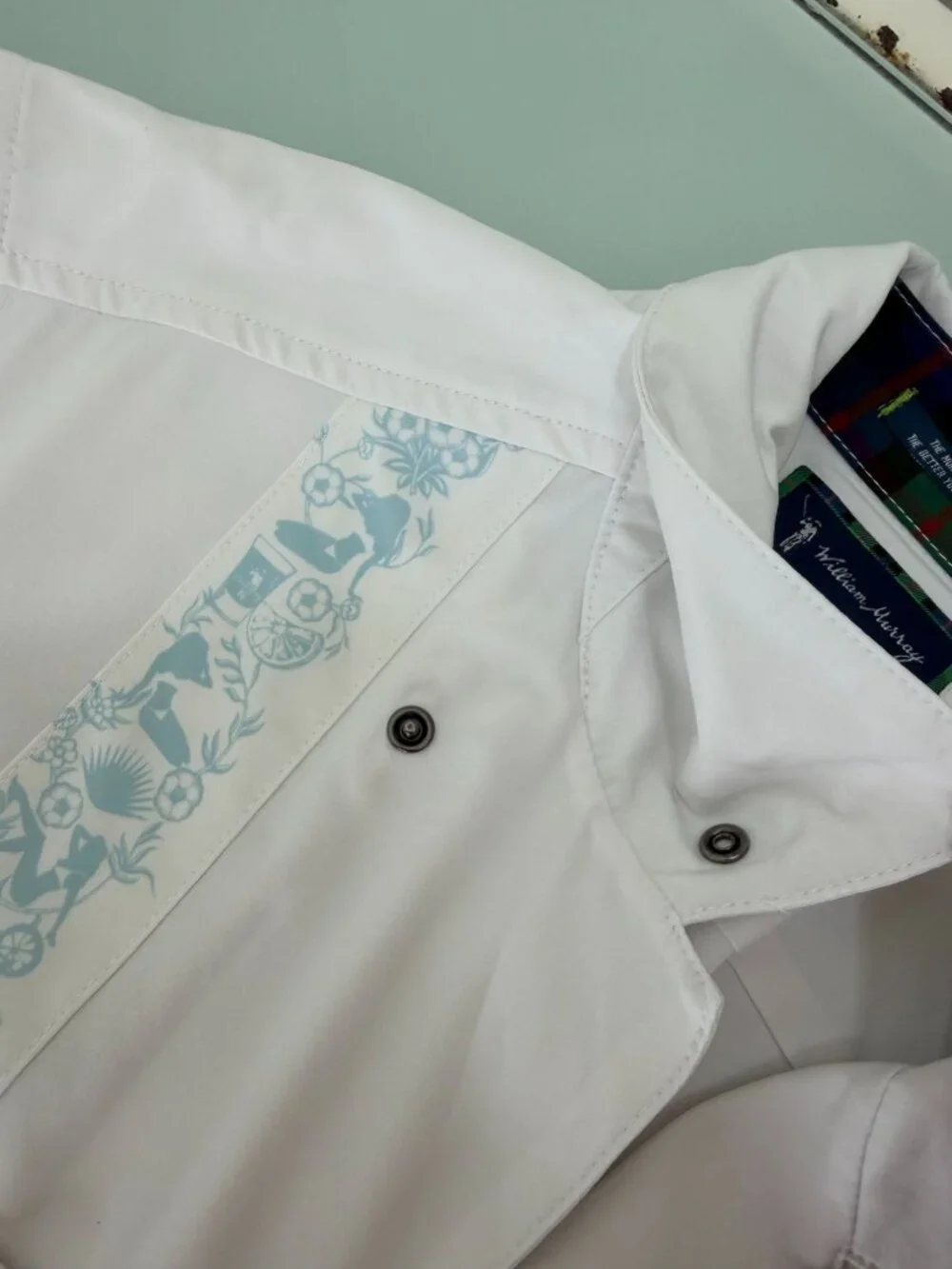 William Murray Shirt Mens M Medium White Bowling Lounge Button Up Golf Leisure